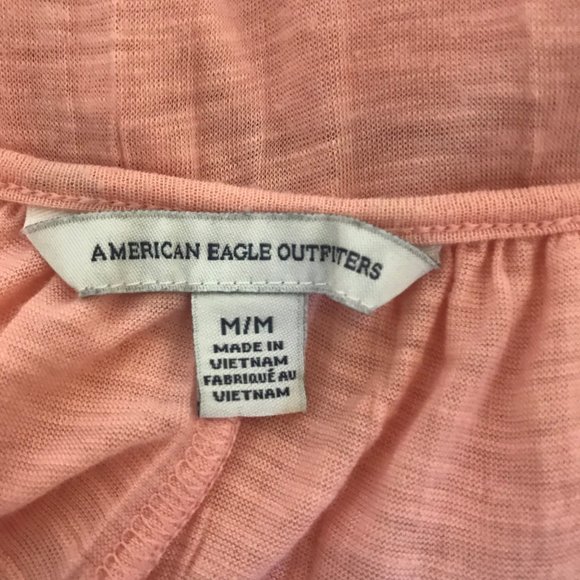 American Eagle Peach Semi-Sheer Lace Boho Top - Picture 7 of 8